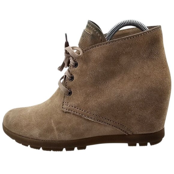 Prada Womens 39 Linnea Rossa‎ Desert Wedge Suede Ankle Booties - Picture 4 of 16